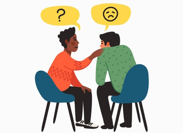 A man helping a friend through a tough time.